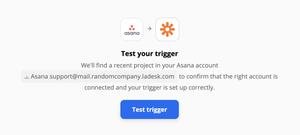 Zkouška Asana spouštěče na Zapieru